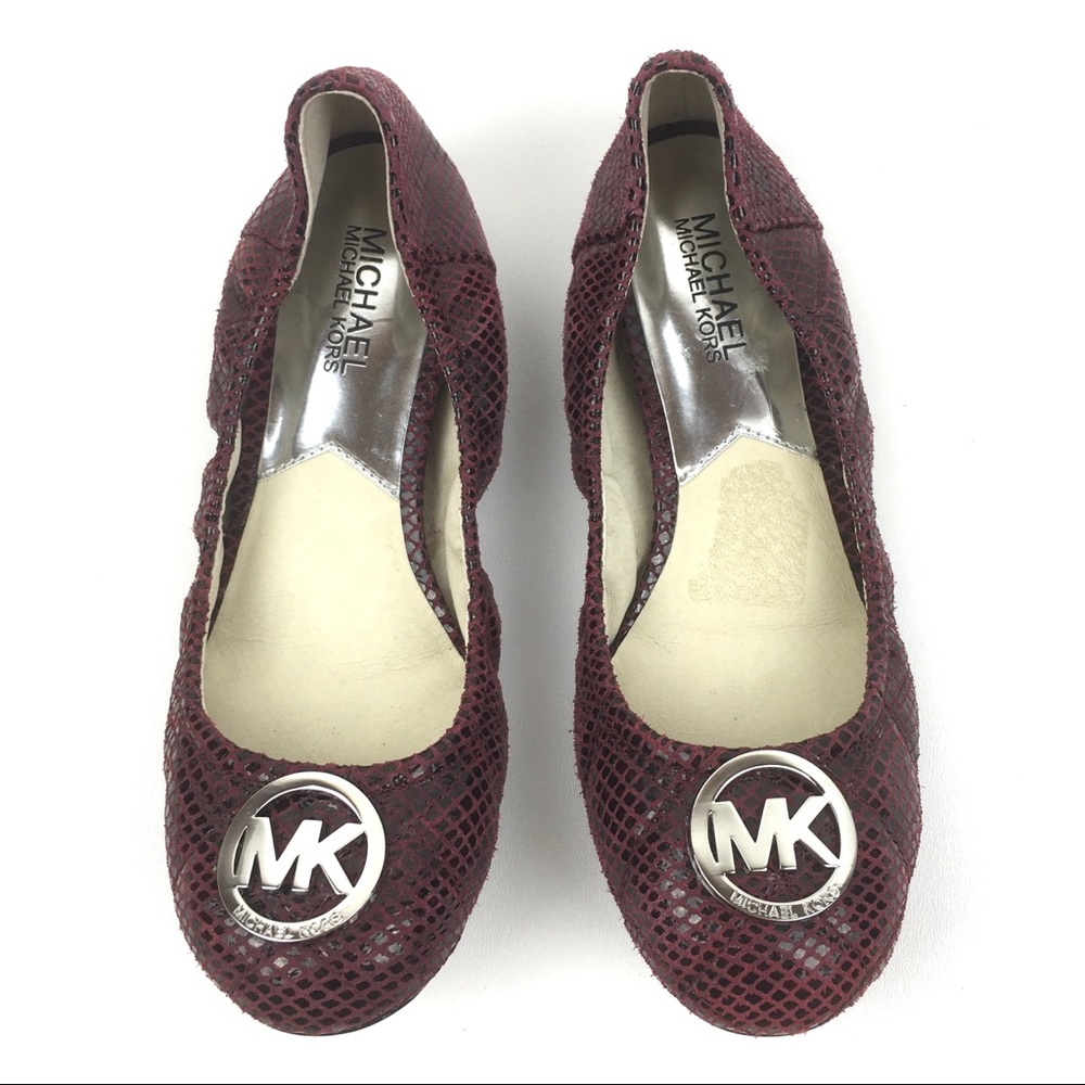 Michael Kors Leather Ballet Flats Python Snake New - image 3
